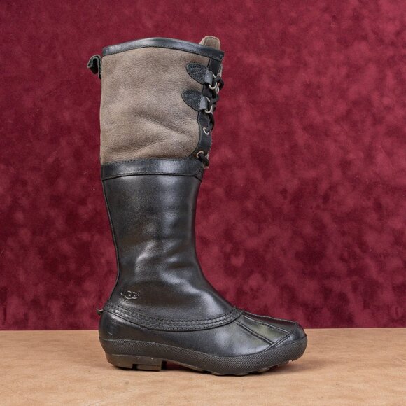 UGG Women Belcloud Shearling Lined Waterproof Suede Leather Knee Boots 5.5 - Picture 4 of 10